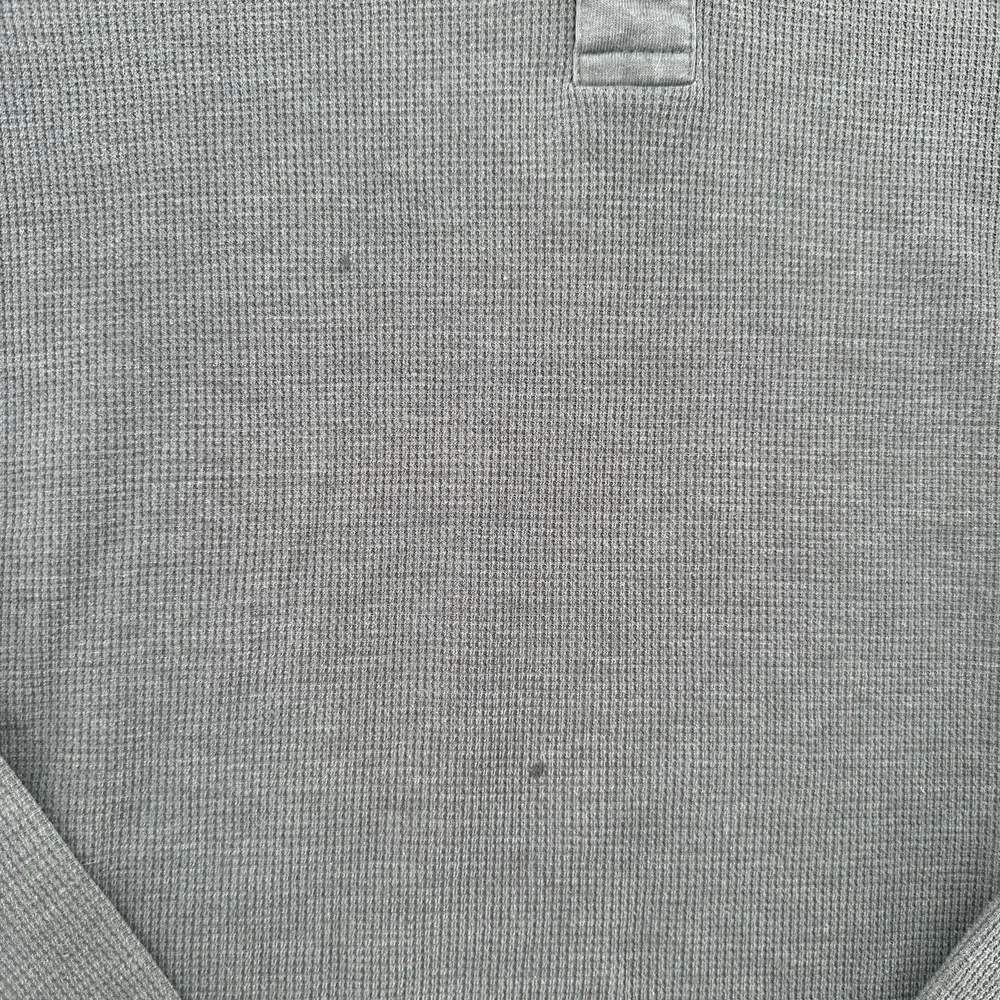 Levi Stauss Mens Henley Shirt Medium Grey Pullover Ribbed Knit Long Sleeve Logo